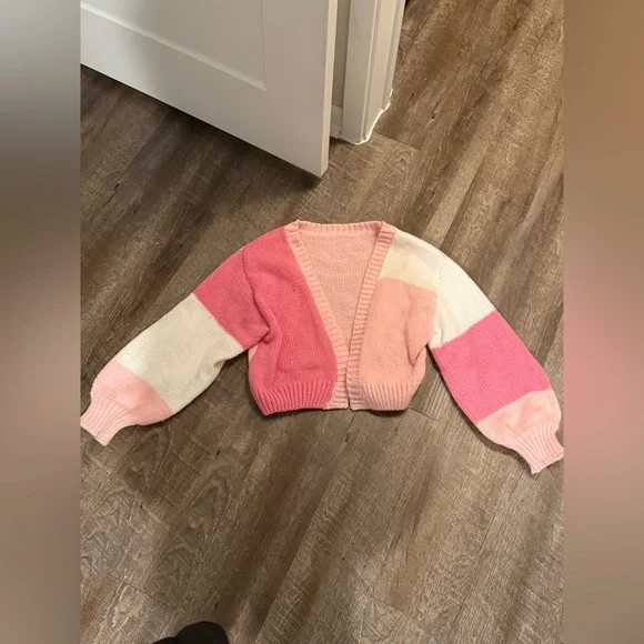 SHEIN Pink and Cream Block Cardigan - Picture 3 of 4